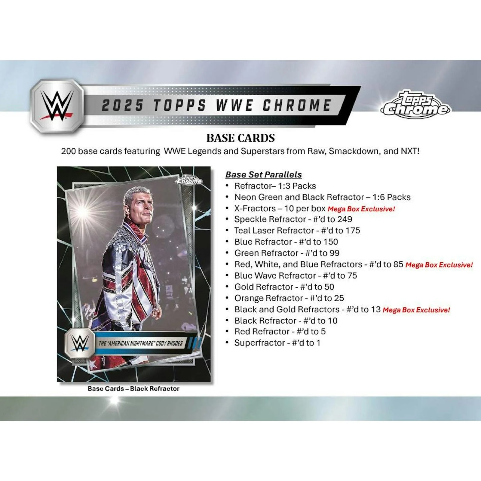 DRAFT - 2025 Topps Chrome WWE Wrestling Mega 20-Box Case | BV3C0STA96