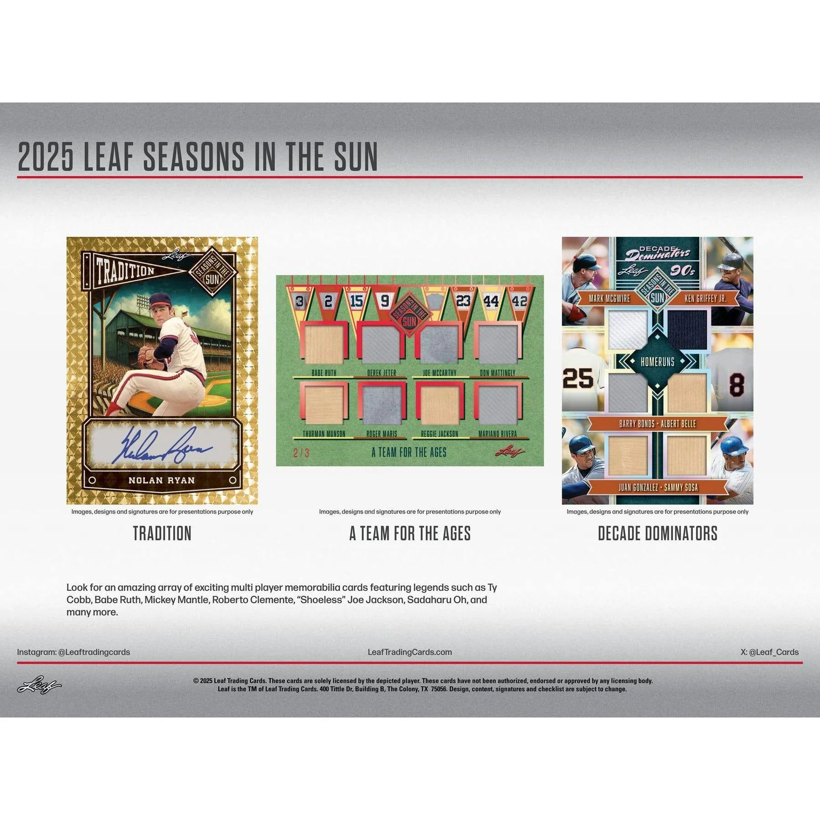 2025 Leaf Seasons in the Sun Baseball Hobby Box (Ships Sealed Only)