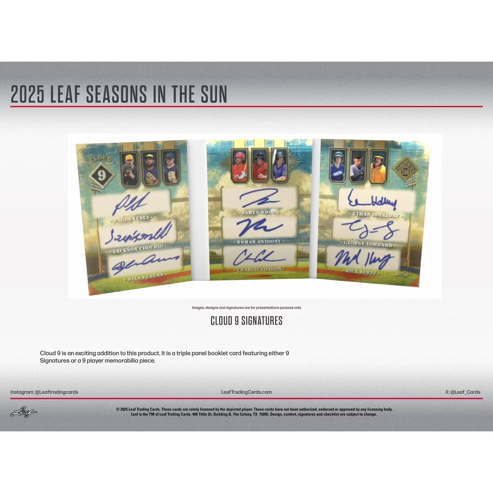 2025 Leaf Seasons in the Sun Baseball Hobby Box (Ships Sealed Only)