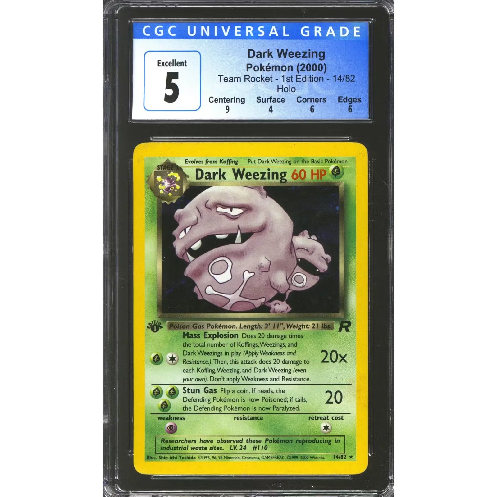 Pokemon Team Rocket 1st Edition Dark Weezing 14/82 | CGC 5