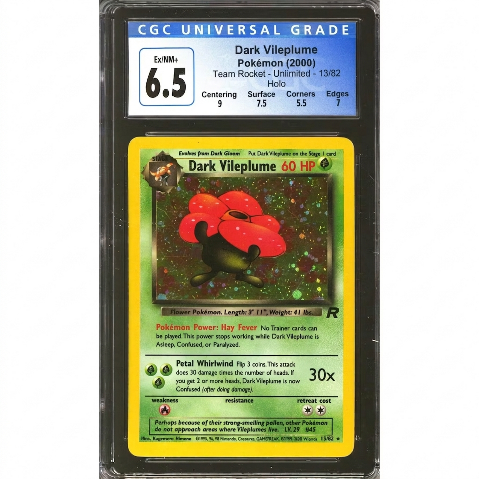 Pokemon Team Rocket Dark Vileplume 13/82 CGC 6.5 subs - D2