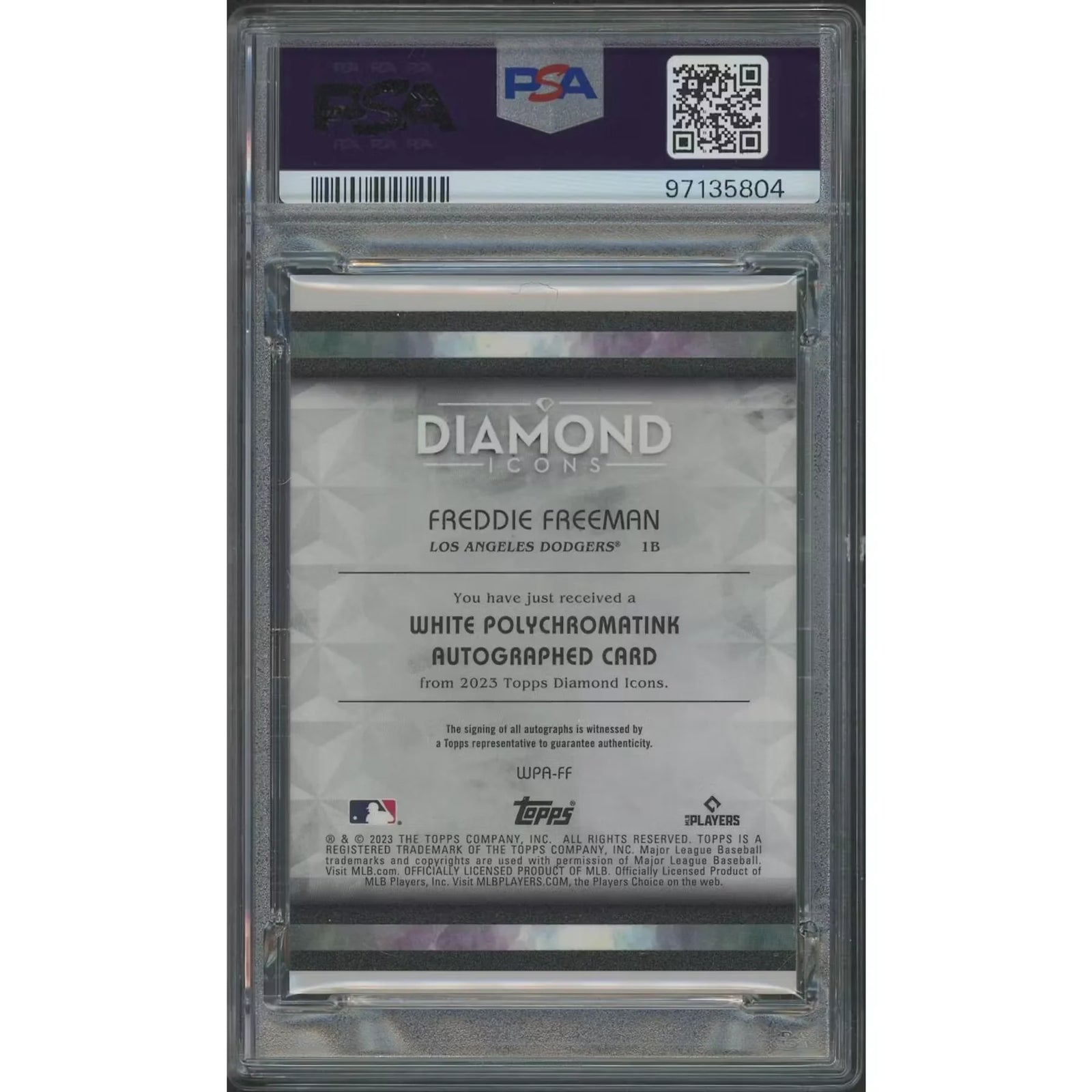 Freddie Freeman Signed 2023 Topps Diamond Icons #5 Card | PSA 10 Gem Mint