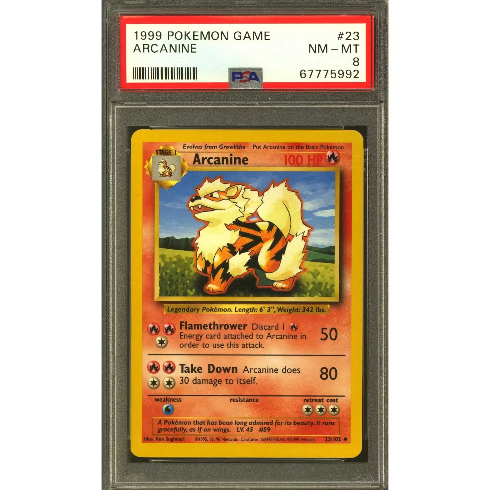 Pokemon Base Set Arcanine 23/102 | PSA 8