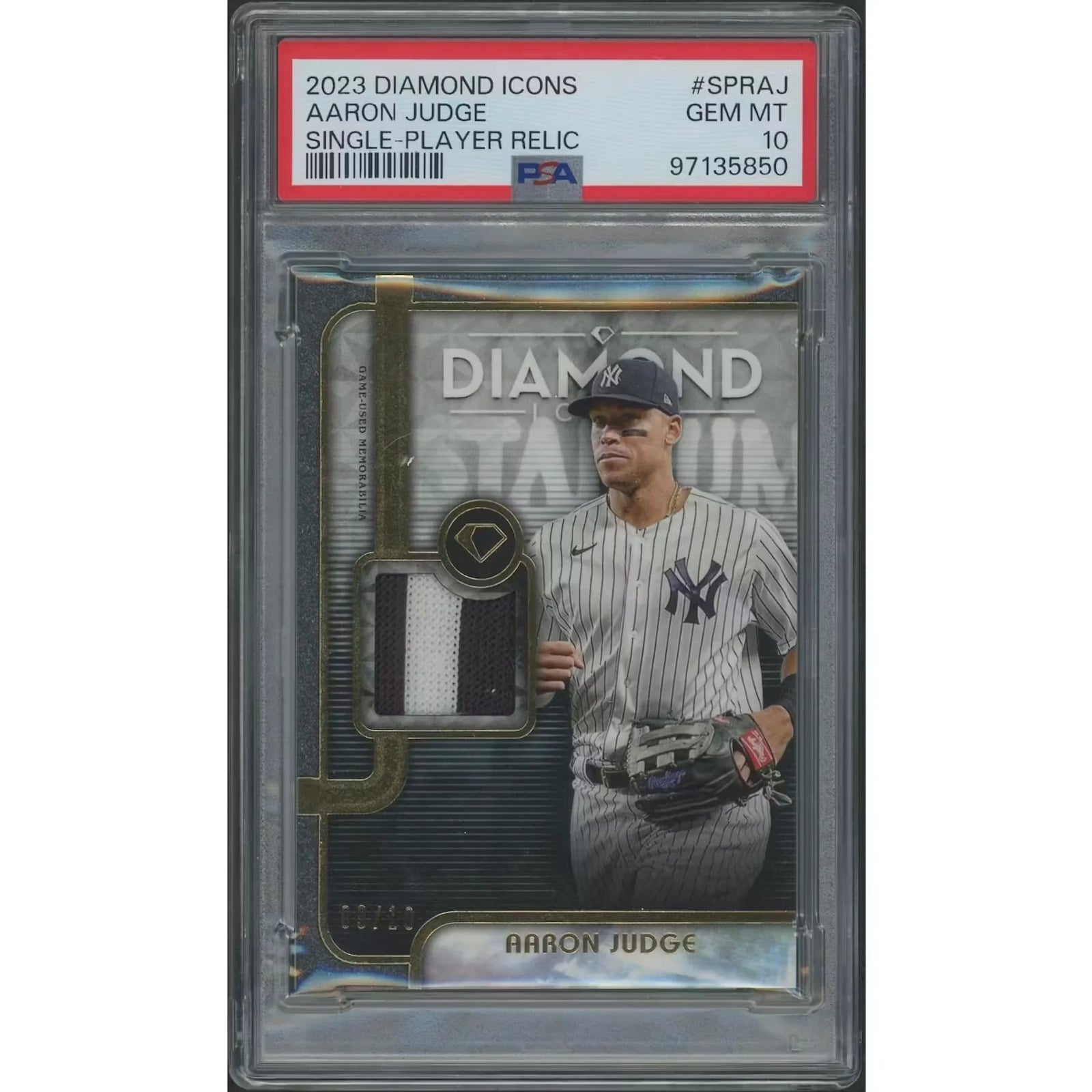 Aaron Judge 2023 Topps Diamond Icons Relic Jersey Card | PSA 10 Gem Mint #09/10