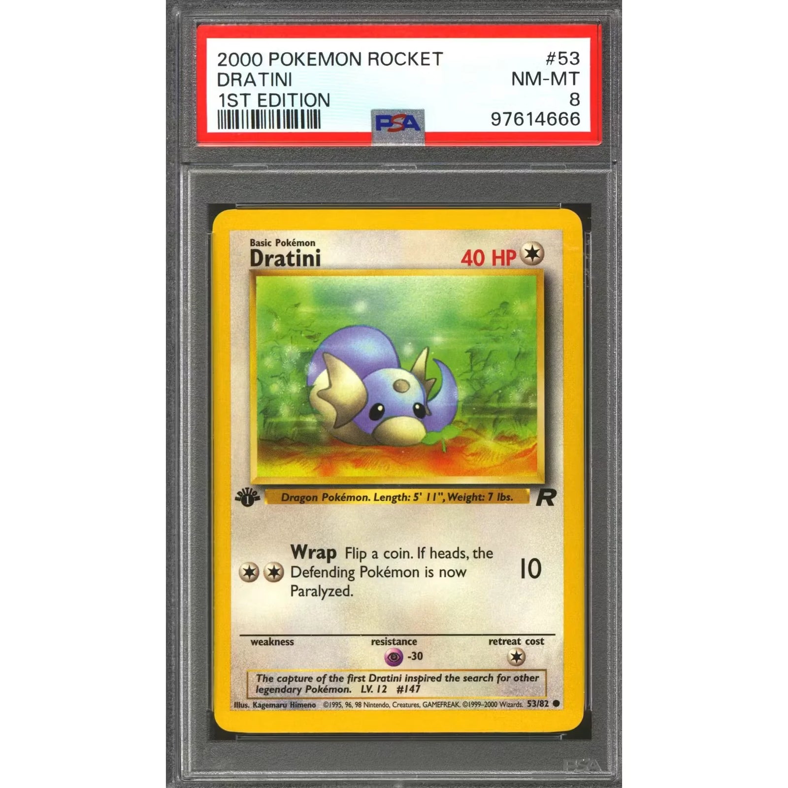 Pokemon Team Rocket 1st Edition Dratini 53/82 | PSA 8