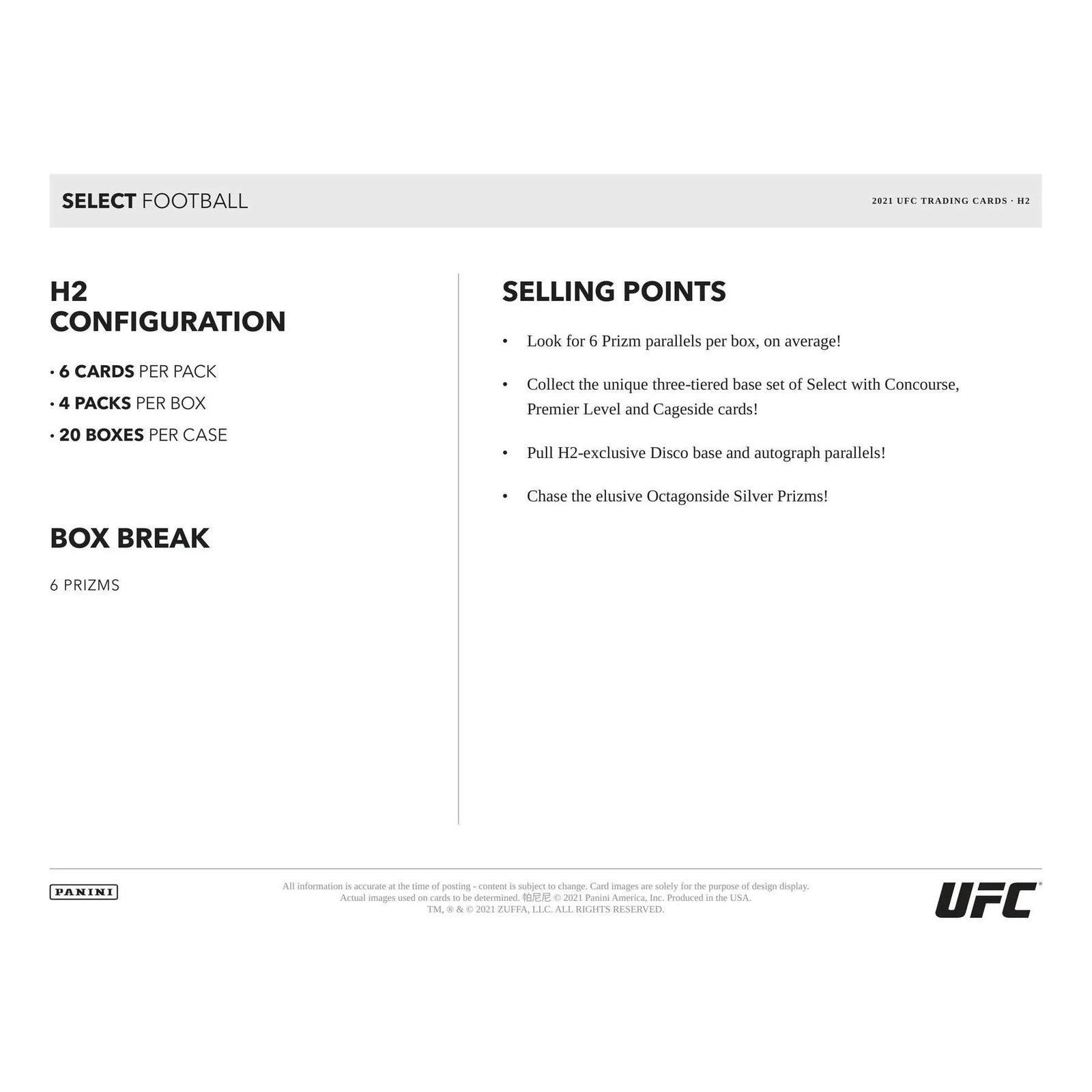 DRAFT - 2021 Panini UFC Select H2 Hobby Hybrid Box