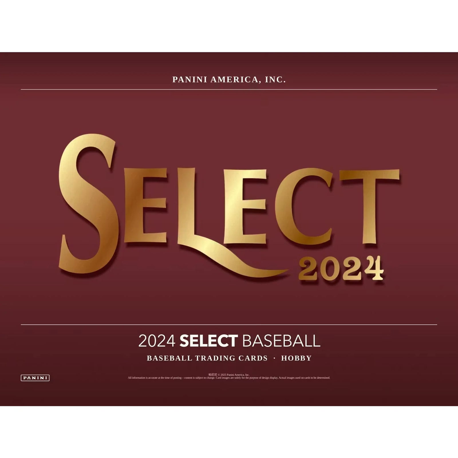2024 Panini Select Baseball Hobby 12-Box Case (Ships Sealed Only)
