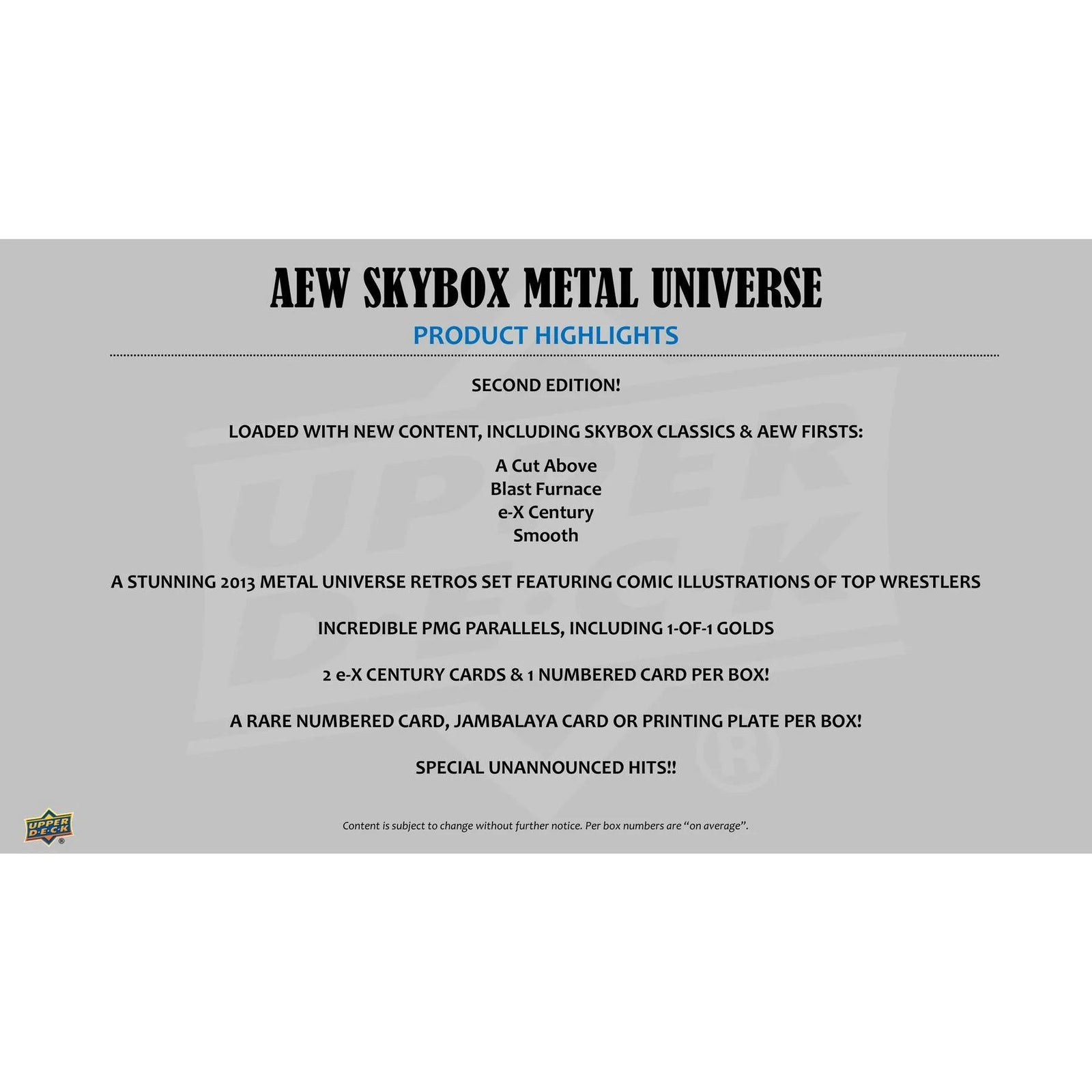 DRAFT - 2025 Upper Deck AEW Skybox Metal Universe Wrestling Hobby Box