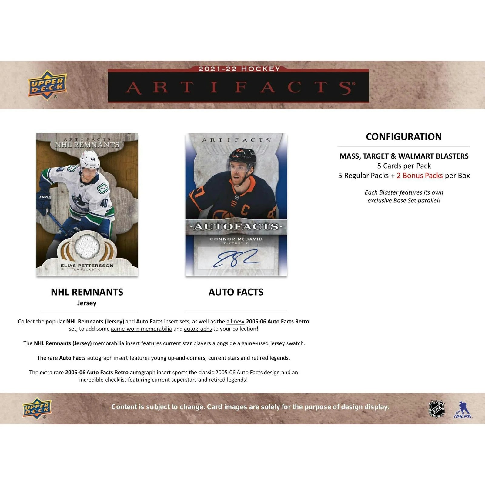 DRAFT - Just In 2021/22 Upper Deck Artifacts Hockey Blaster Box