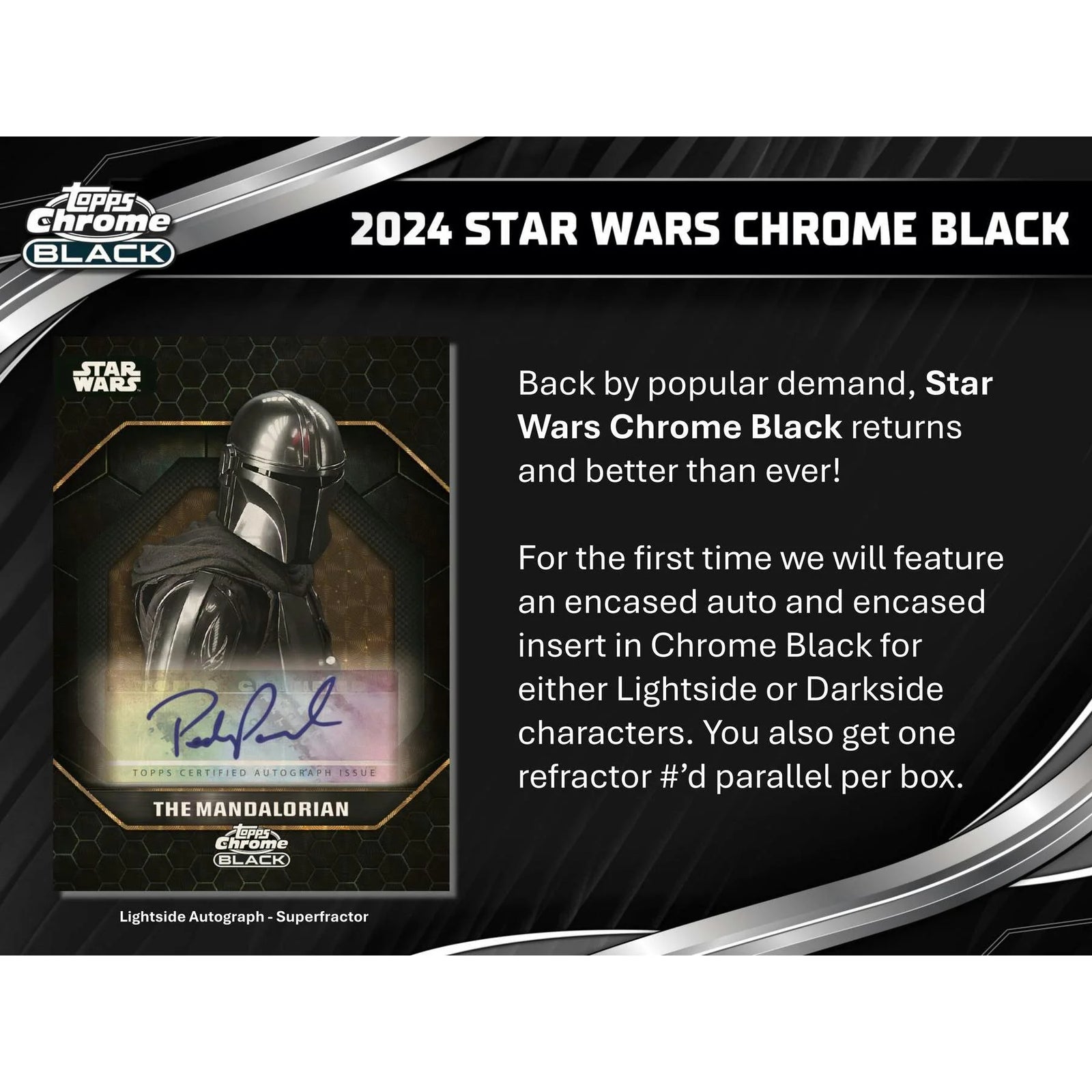 DRAFT - 2024 Topps Star Wars Chrome Black Hobby 12-Box Case