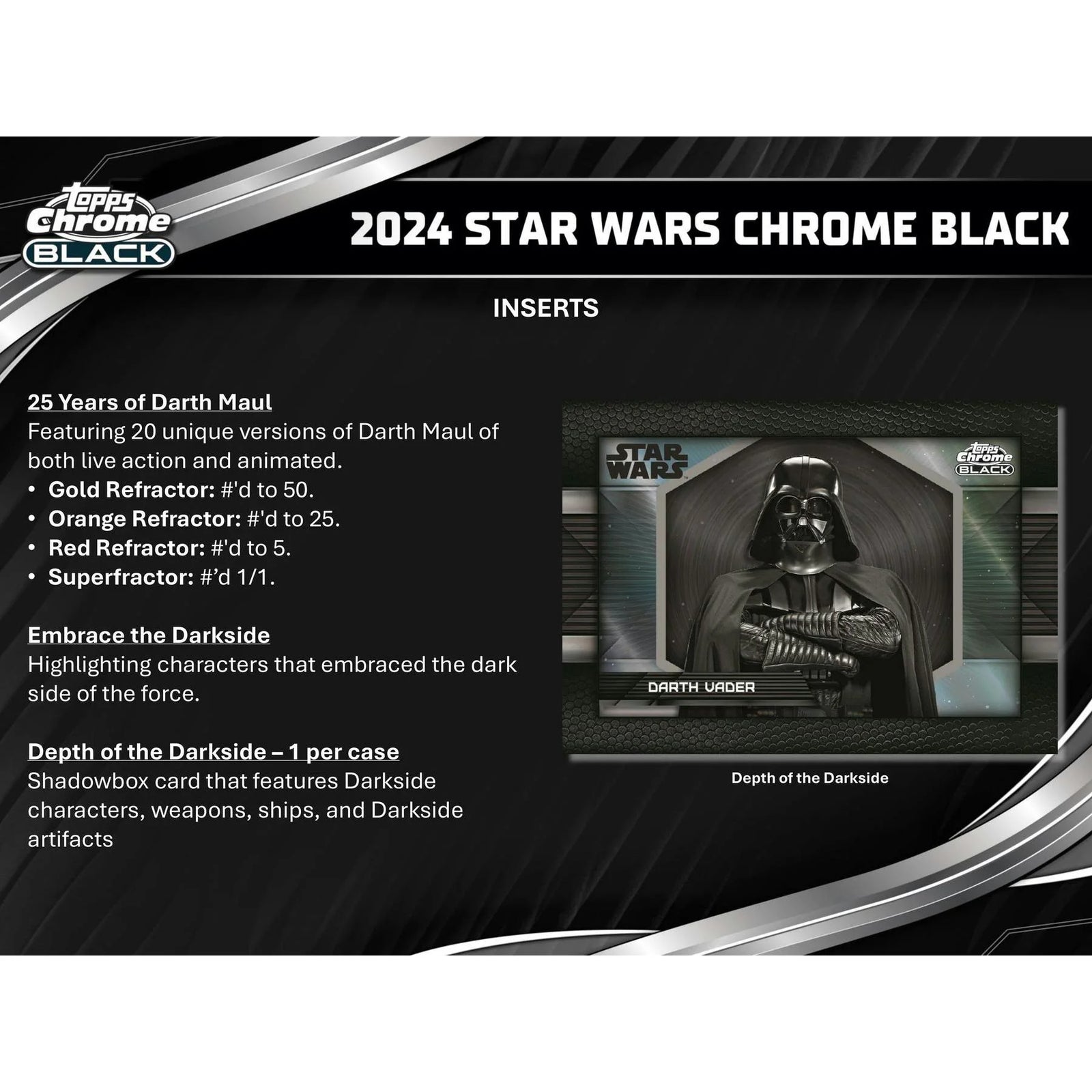 DRAFT - 2024 Topps Star Wars Chrome Black Hobby 12-Box Case