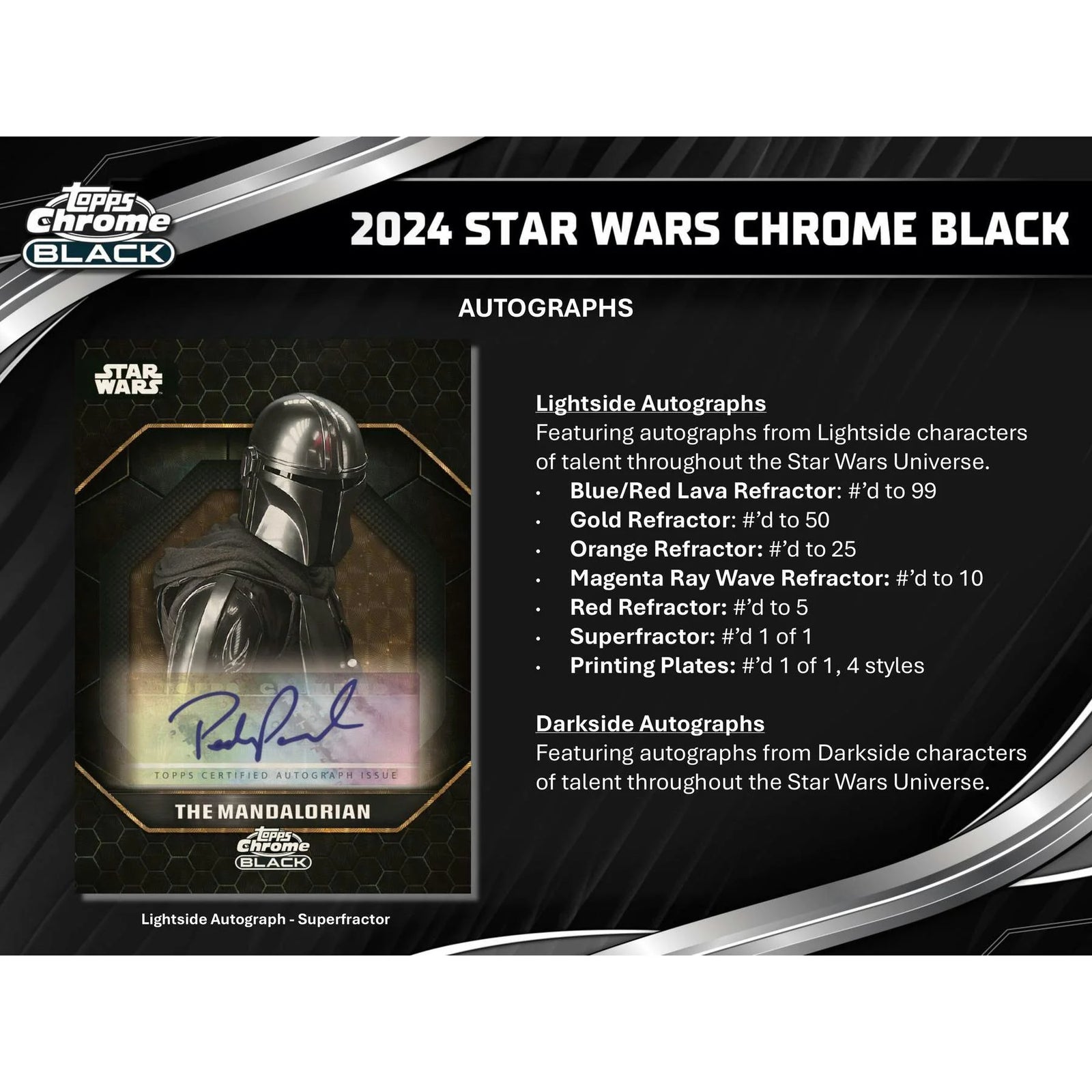 DRAFT - 2024 Topps Star Wars Chrome Black Hobby Box | dacardworld:BV4H0Z0SV5