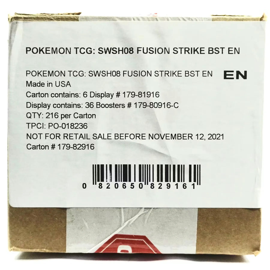 Pokemon Sword & Shield Fusion Strike Booster Case | 6 Boxes, 36 Packs Each (Ships Sealed Only)