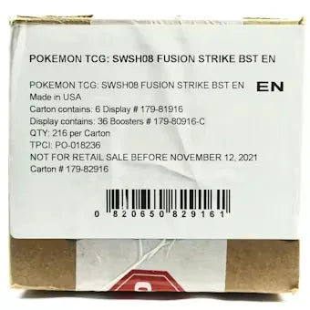 Pokemon Sword & Shield Fusion Strike Booster Case | 6 Boxes, 36 Packs Each (Ships Sealed Only)