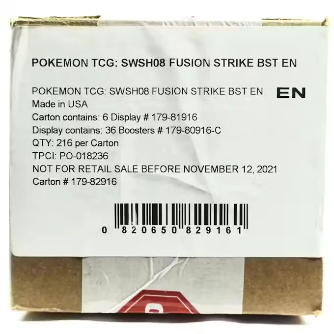 Pokemon Sword & Shield Fusion Strike Booster Case | 6 Boxes, 36 Packs Each (Ships Sealed Only)