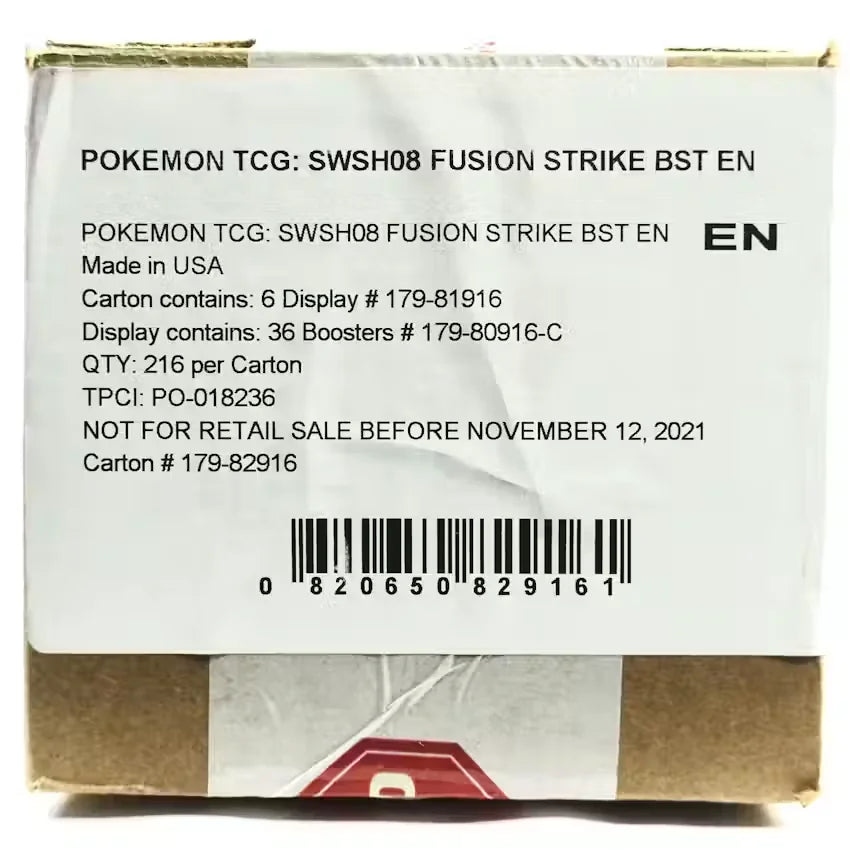 Pokemon Sword & Shield Fusion Strike Booster Case | 6 Boxes, 36 Packs Each (Ships Sealed Only)