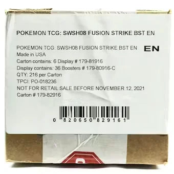 Pokemon Sword & Shield Fusion Strike Booster Case | 6 Boxes, 36 Packs Each (Ships Sealed Only)