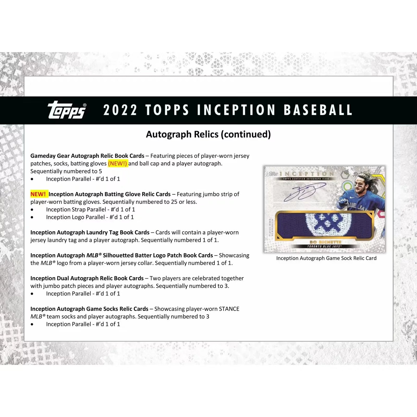 2022 Topps Inception Baseball Hobby 16-Box Case | Autograph Patch Cards (Ships Sealed Only)