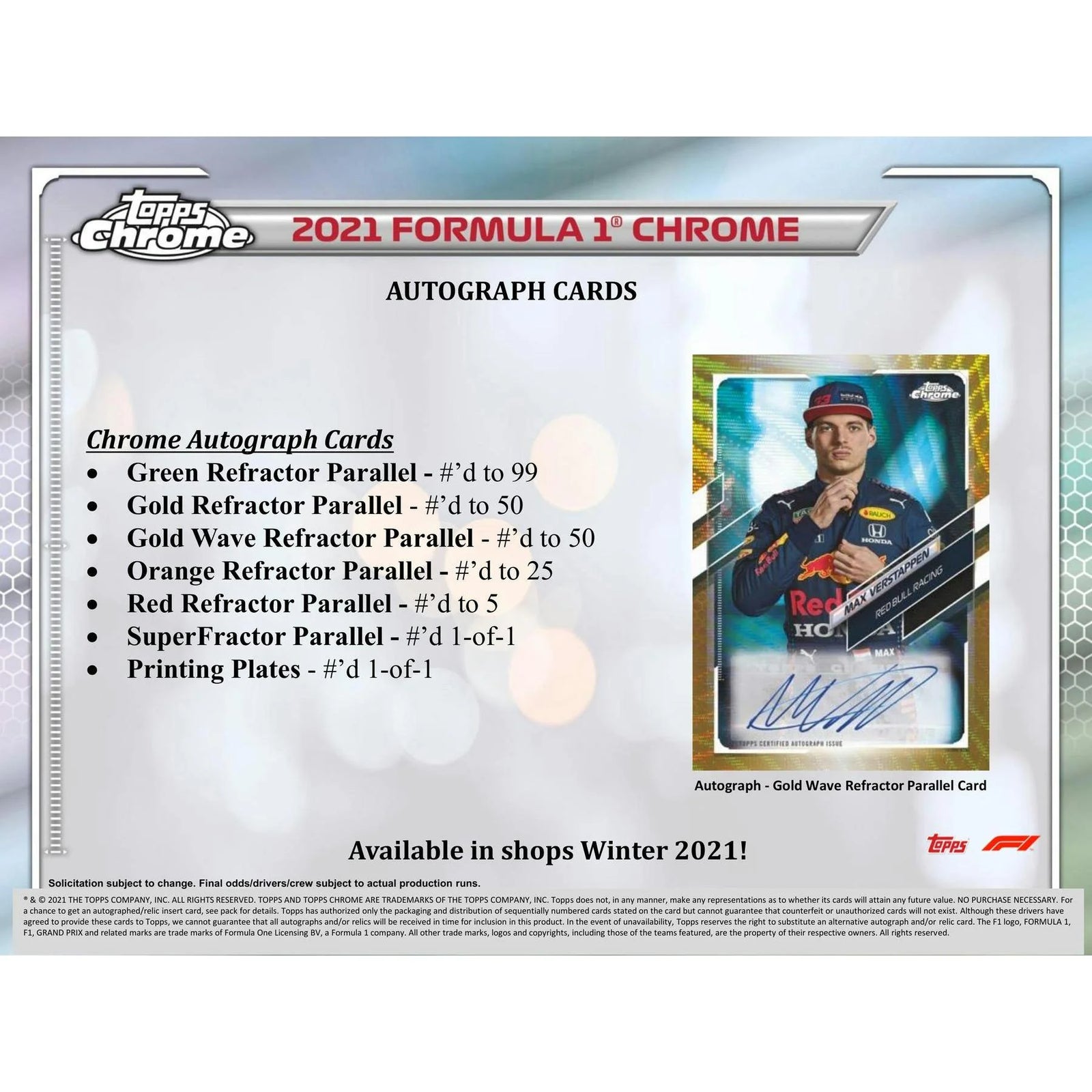 DRAFT - 2021 Topps Chrome Formula 1 Racing Hobby Box