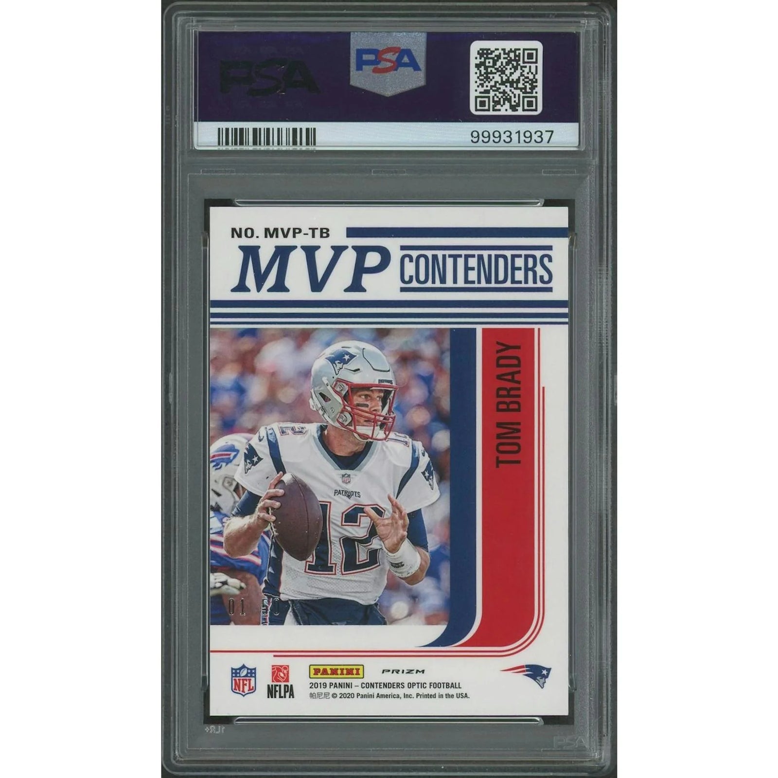 Tom Brady Signed 2019 Panini Contenders Optic #TB MVP | PSA 10 Gem Mint #01