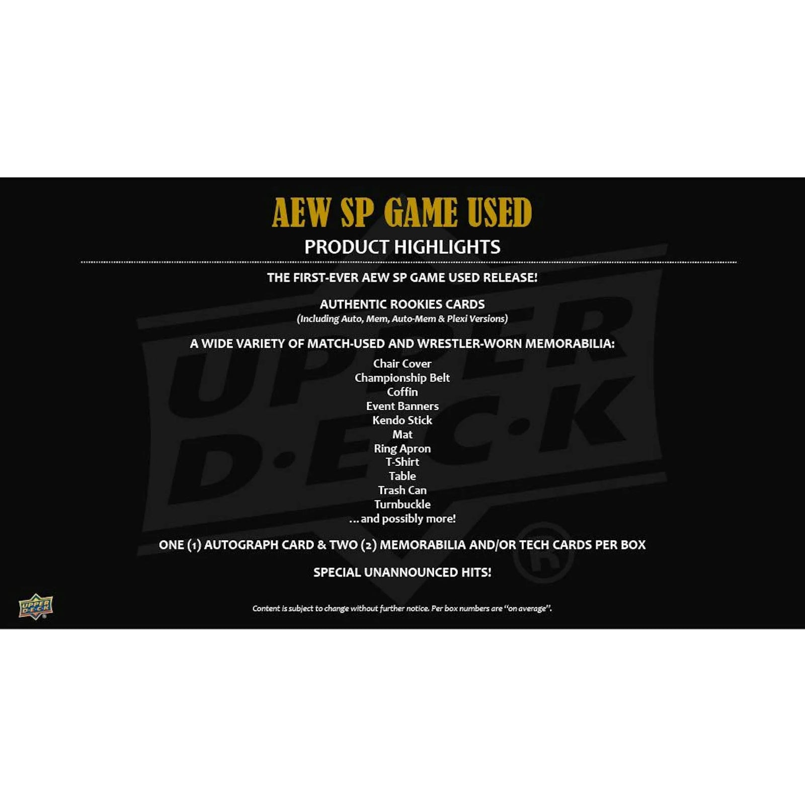 DRAFT - 2025 Upper Deck AEW SP Game Used Wrestling Hobby | 18-Box Case | dacardworld:BV590S0JQU
