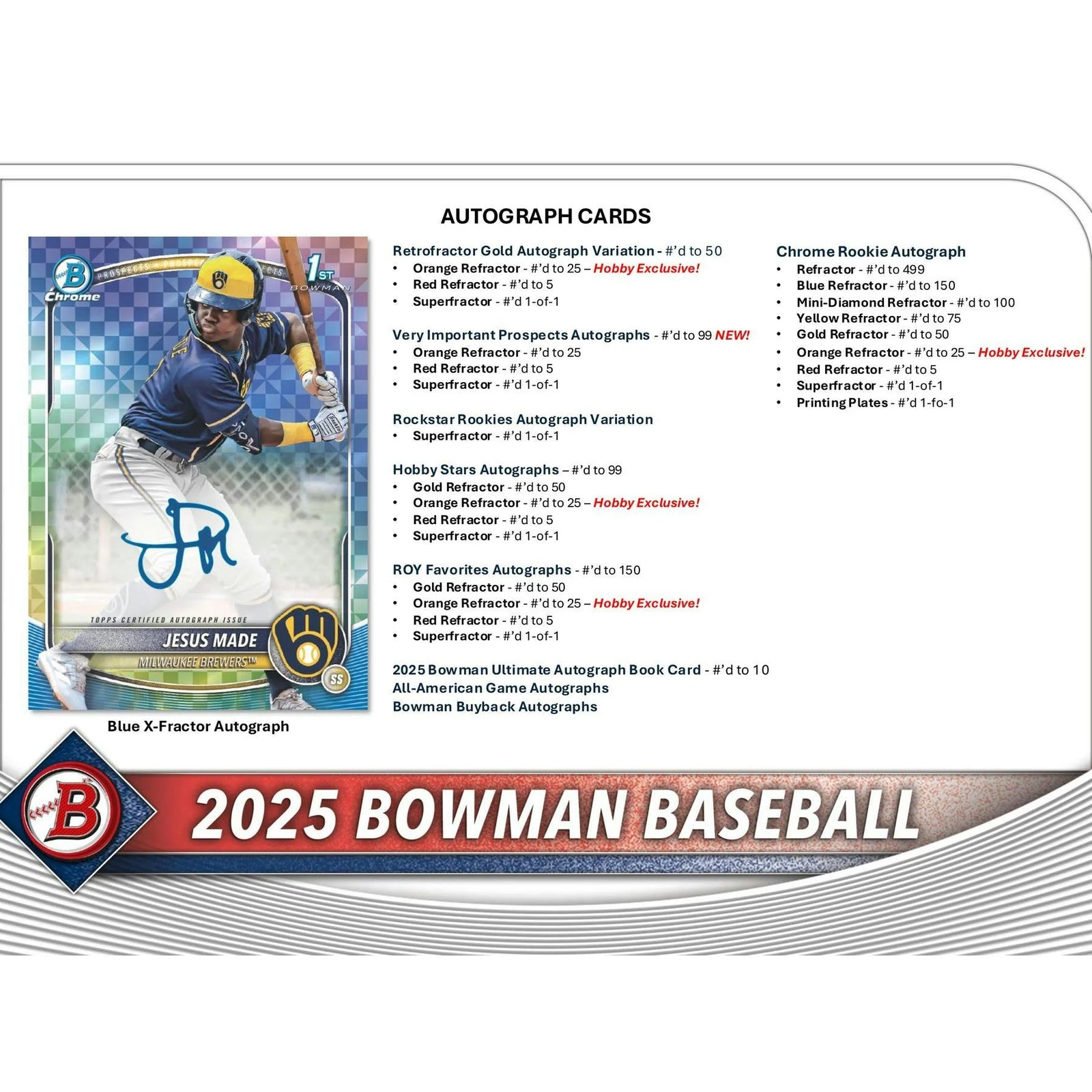 DRAFT - Just In 2025 Bowman Baseball Hobby 12-Box Case