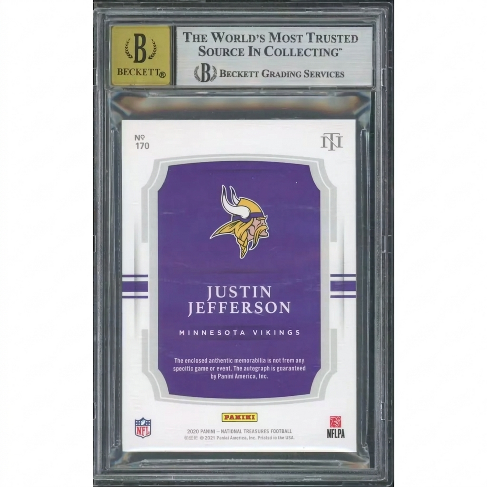 Justin Jefferson Signed 2020 Panini National Treasures Rookie Patch Auto | BGS 9