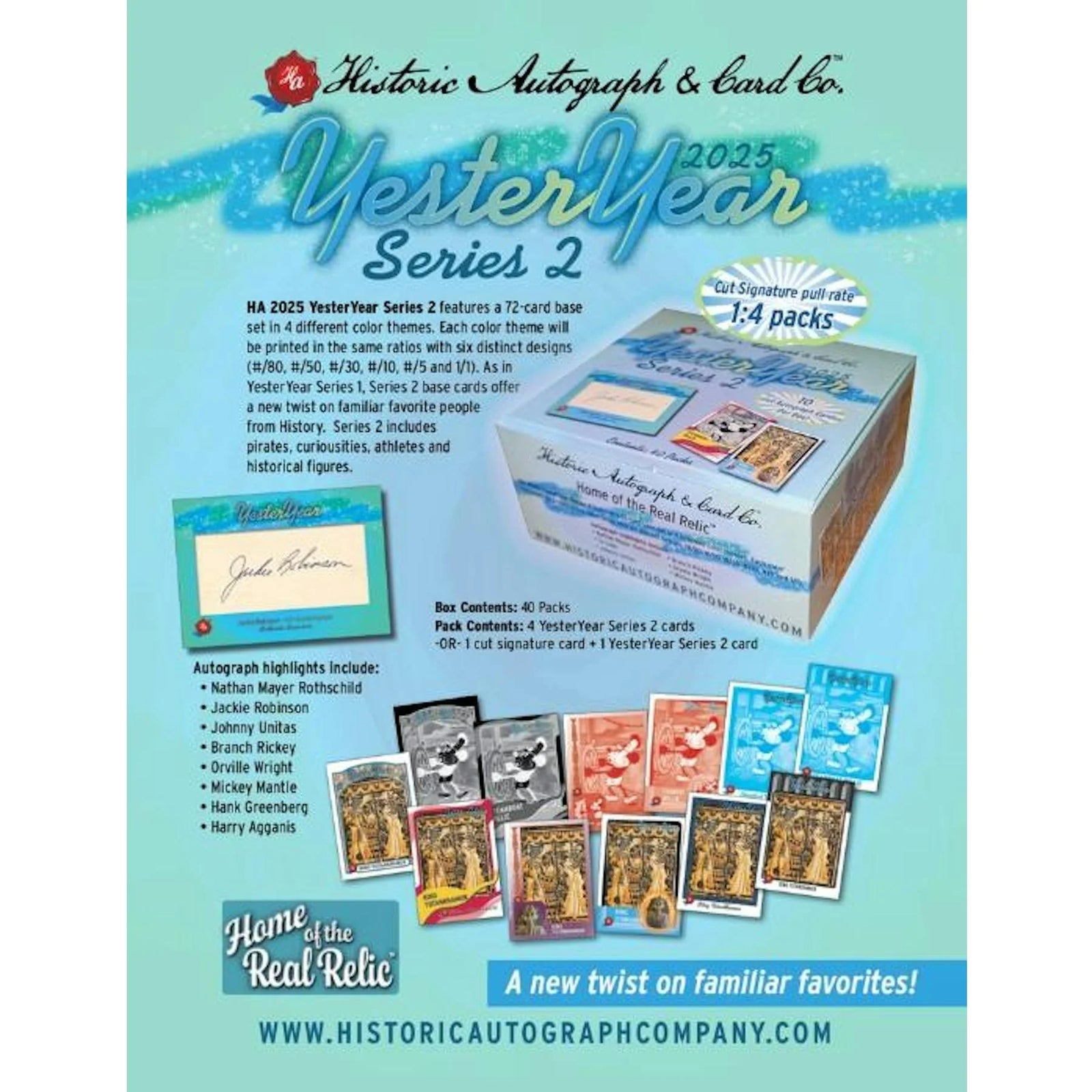 DRAFT - 2025 Historic Autographs YesterYear Series 2 Hobby Box | dacardworld:BV5R0V7KY9