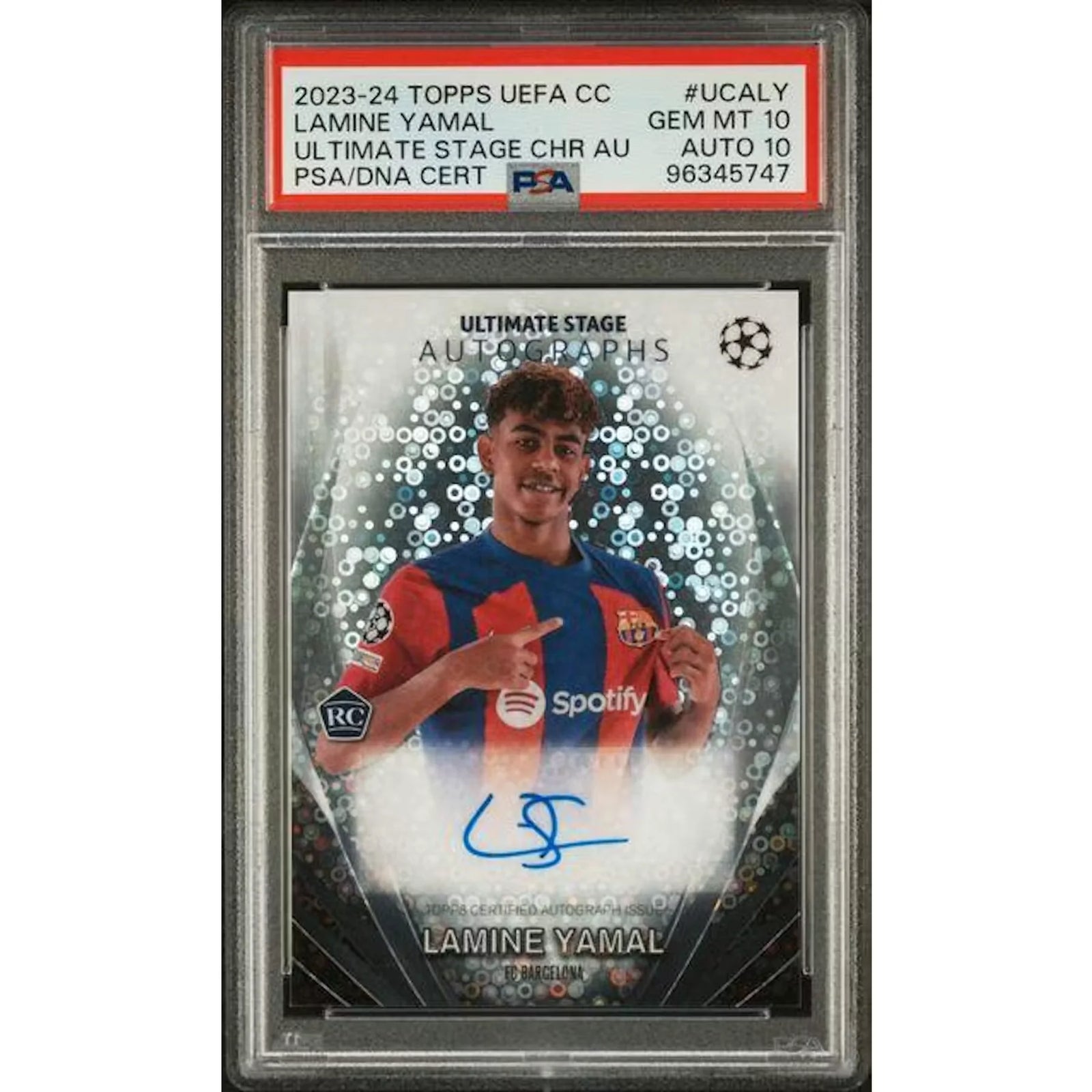 Lamine Yamal Signed 2023-24 Topps Chrome UEFA Rookie Card | PSA 10