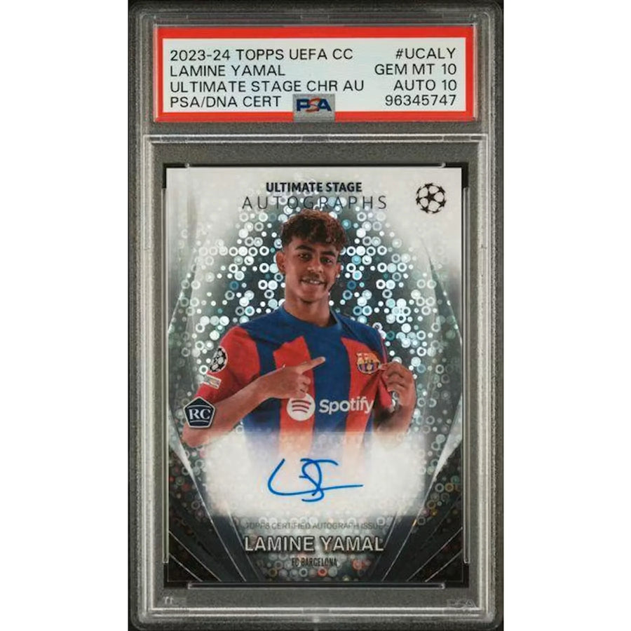 Lamine Yamal Signed 2023-24 Topps Chrome UEFA Rookie Card | PSA 10