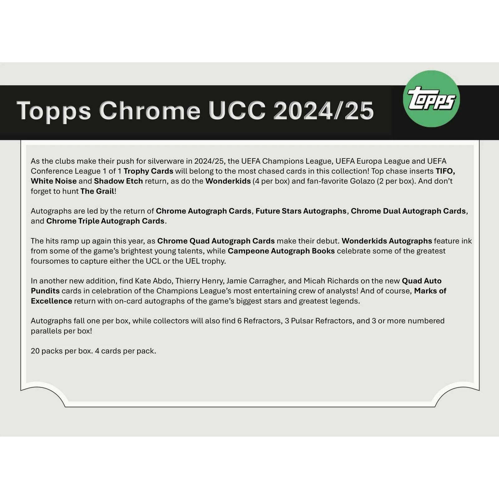 DRAFT - 2024/25 Topps Chrome UEFA Club Competitions Hobby Box