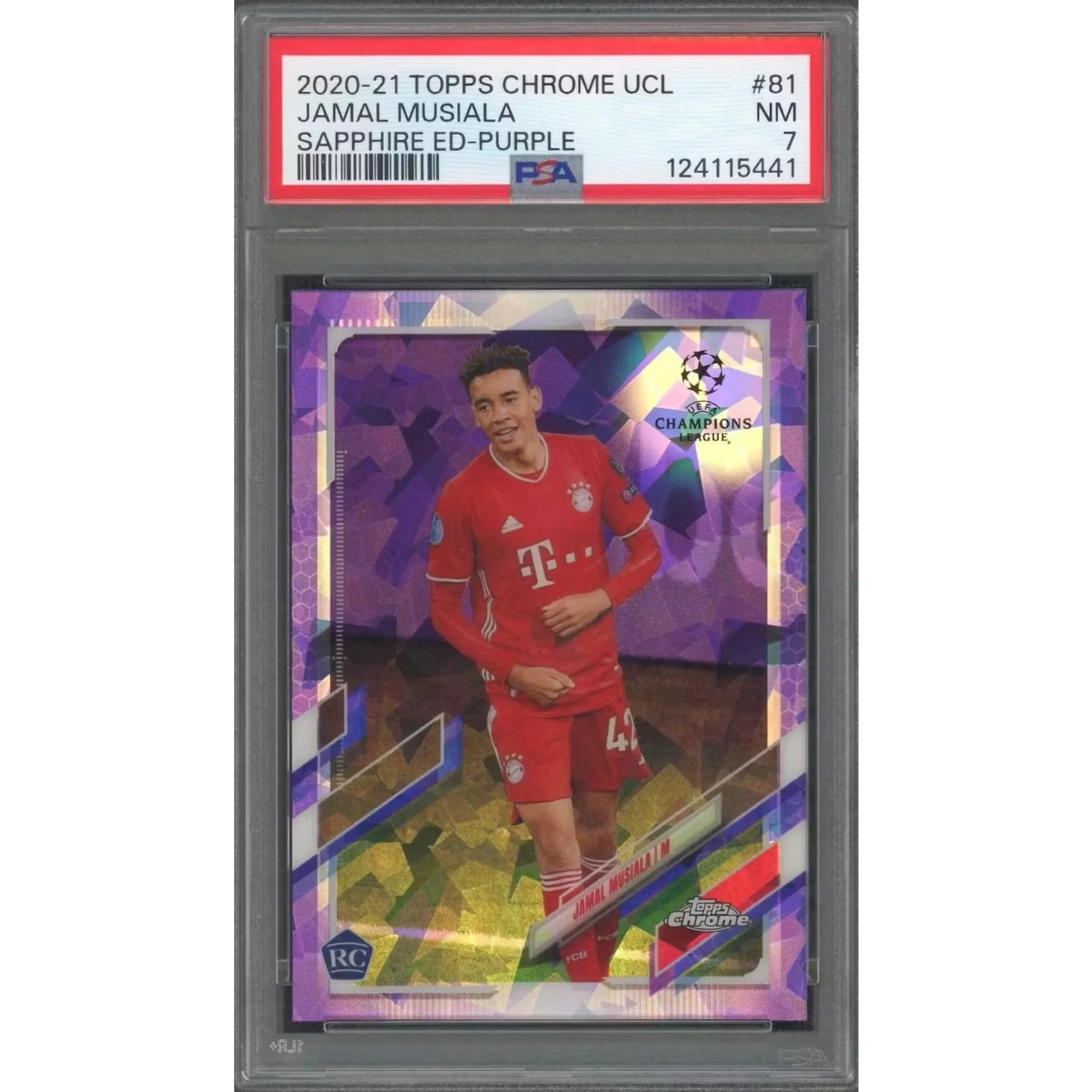 Jamal Musiala 2020-21 Topps Chrome Sapphire Purple Refractor #12/25 | PSA 7
