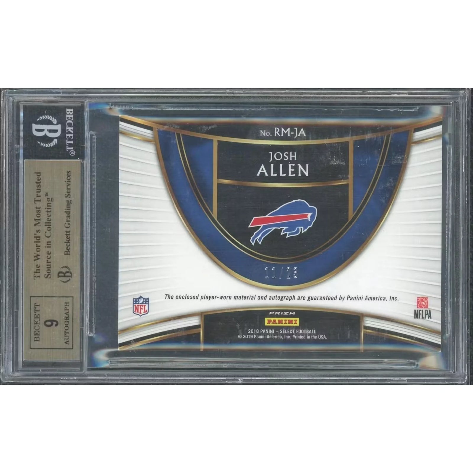 Josh Allen 2018 Panini Select Orange Pulsar Rookie Patch Auto | BGS 9.5