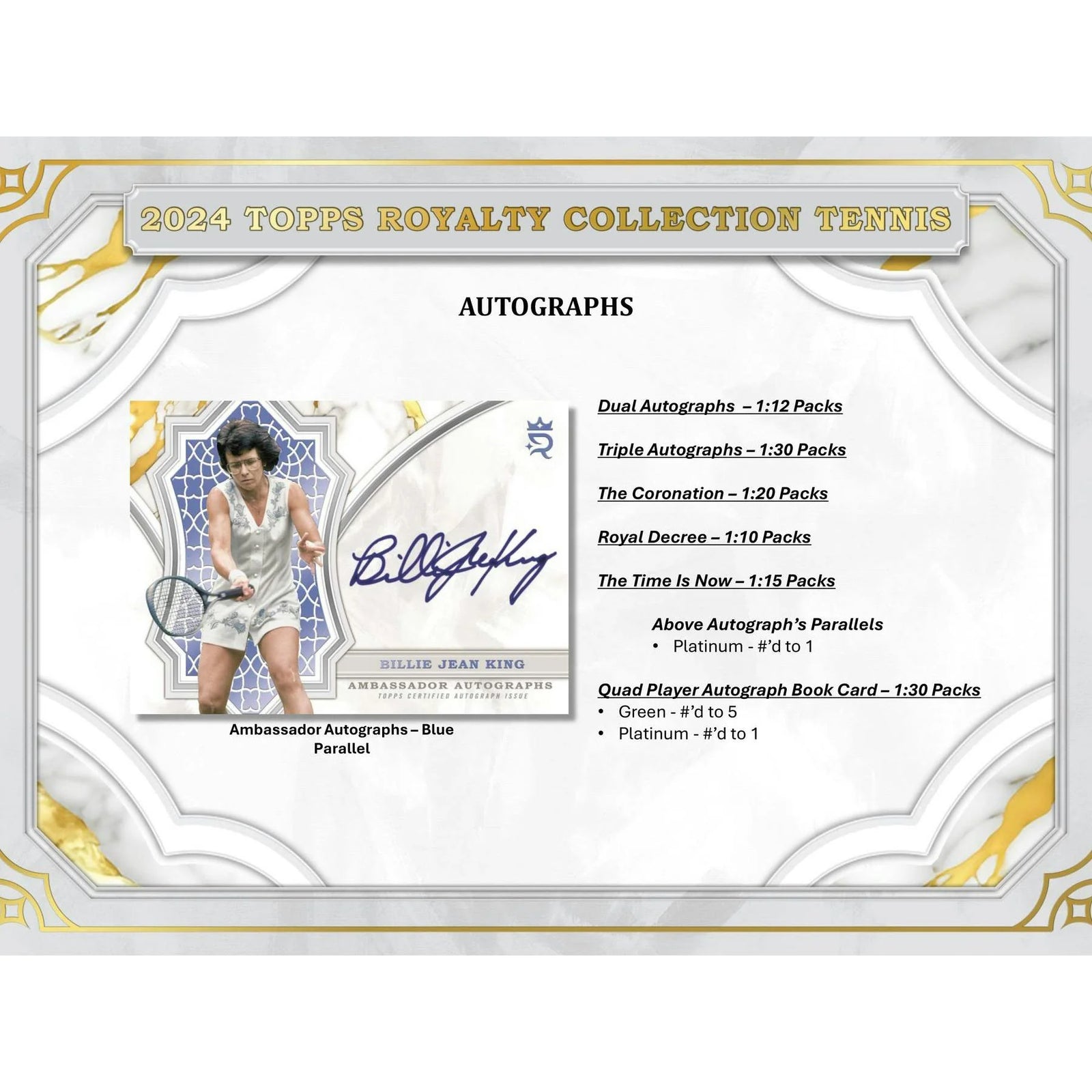 DRAFT - 2024 Topps Royalty Collection Tennis Hobby 4-Box Case