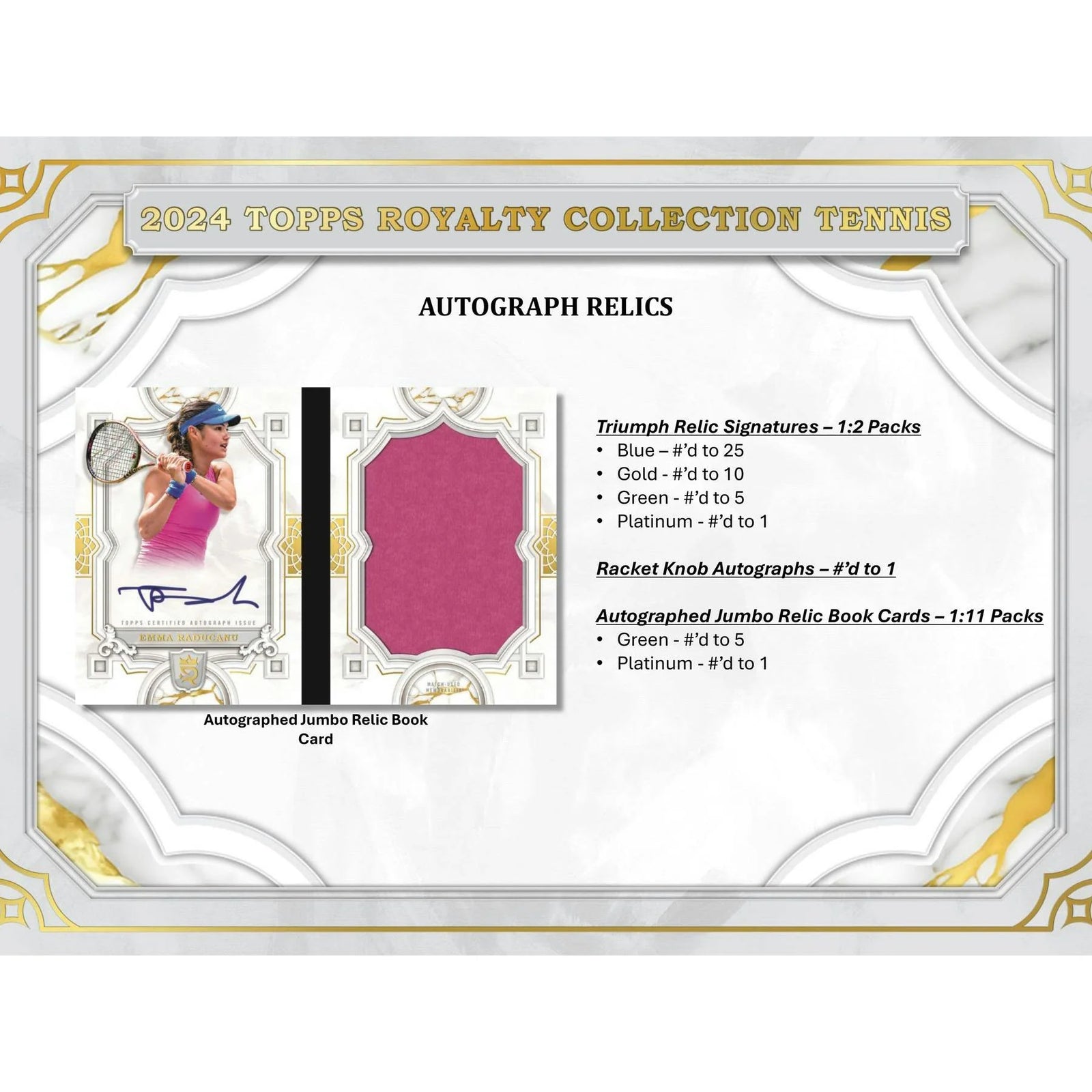 DRAFT - 2024 Topps Royalty Collection Tennis Hobby Box
