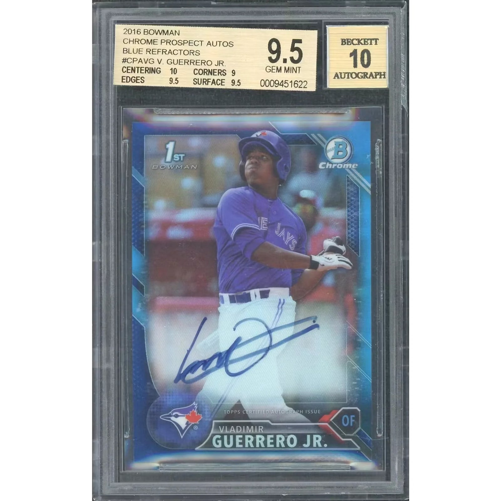 Vladimir Guerrero Jr. 2016 Bowman Chrome 1st Autograph | Blue/150 BGS 9.5