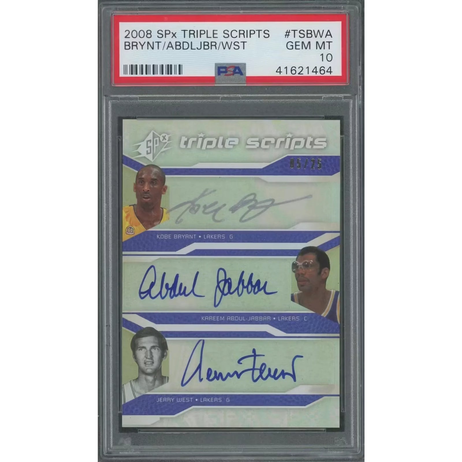 Kobe Bryant & Kareem Abdul-Jabbar Signed 2008 SPx Card | PSA 10 Gem Mint
