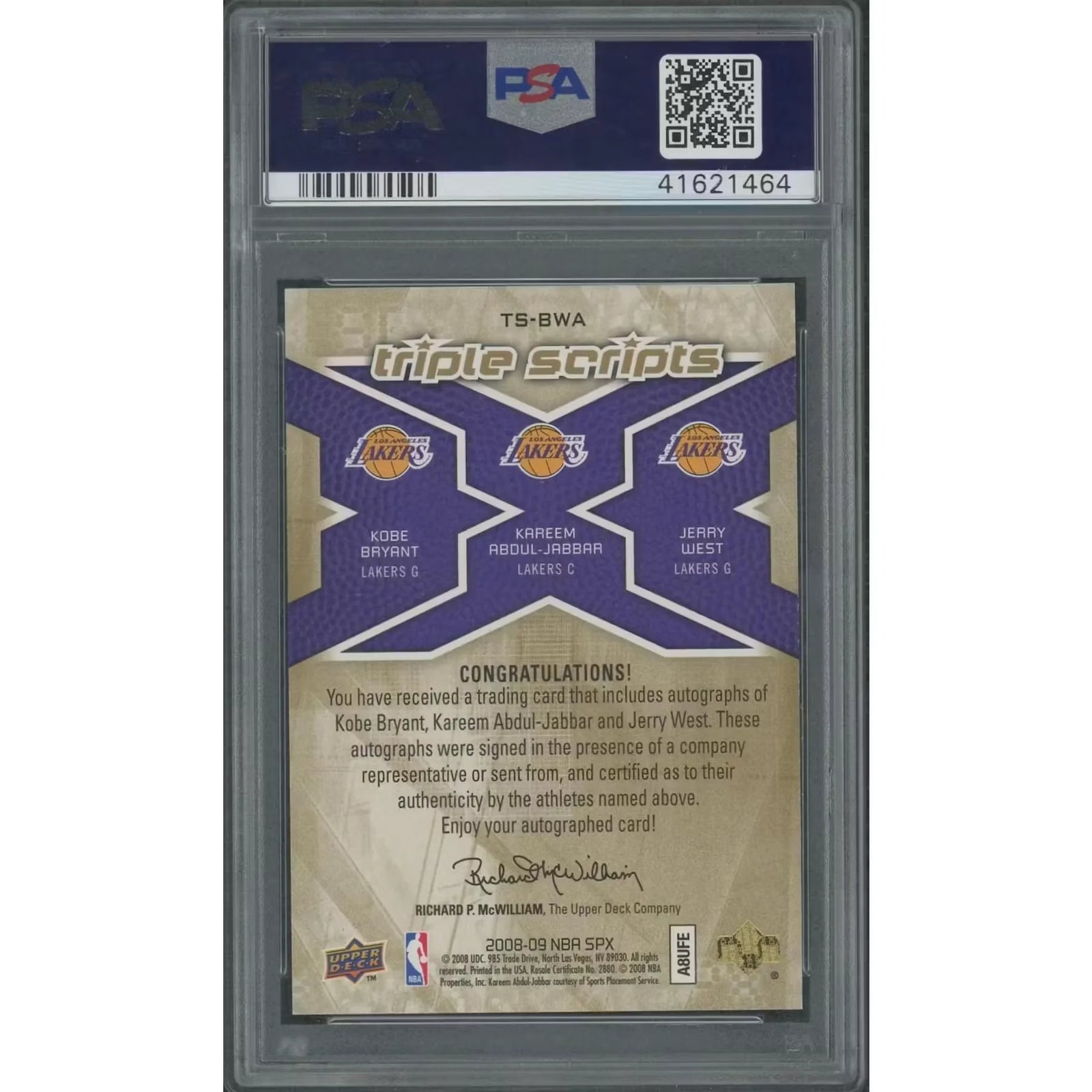 Kobe Bryant & Kareem Abdul-Jabbar Signed 2008 SPx Card | PSA 10 Gem Mint