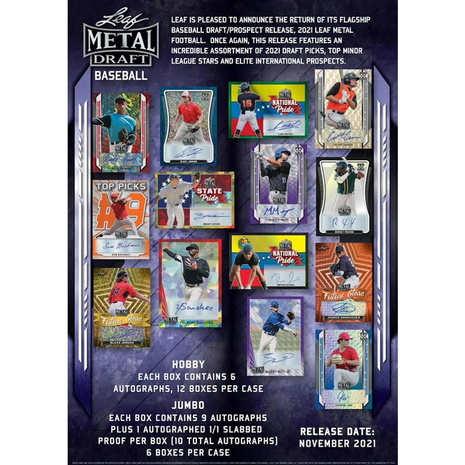 DRAFT - Just In 2021 Leaf Metal Draft Baseball Hobby Jumbo Box
