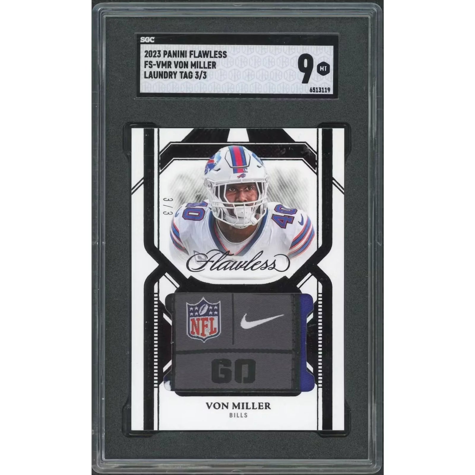 Von Miller 2023 Panini Flawless Laundry Tag Card | SGC 9 Graded