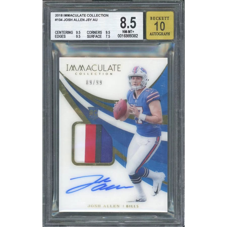 Josh Allen 2018 Panini Immaculate Rookie RPA | BGS 8.5
