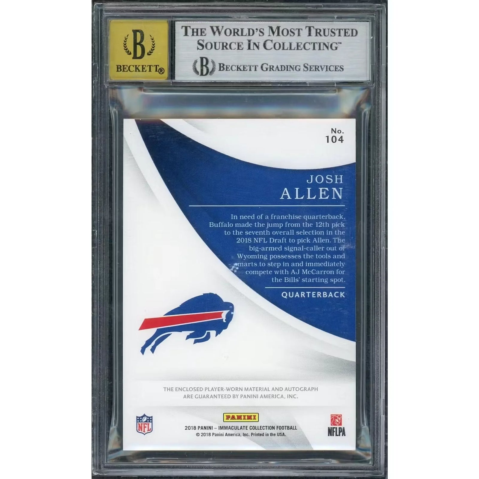 Josh Allen 2018 Panini Immaculate Rookie RPA | BGS 8.5
