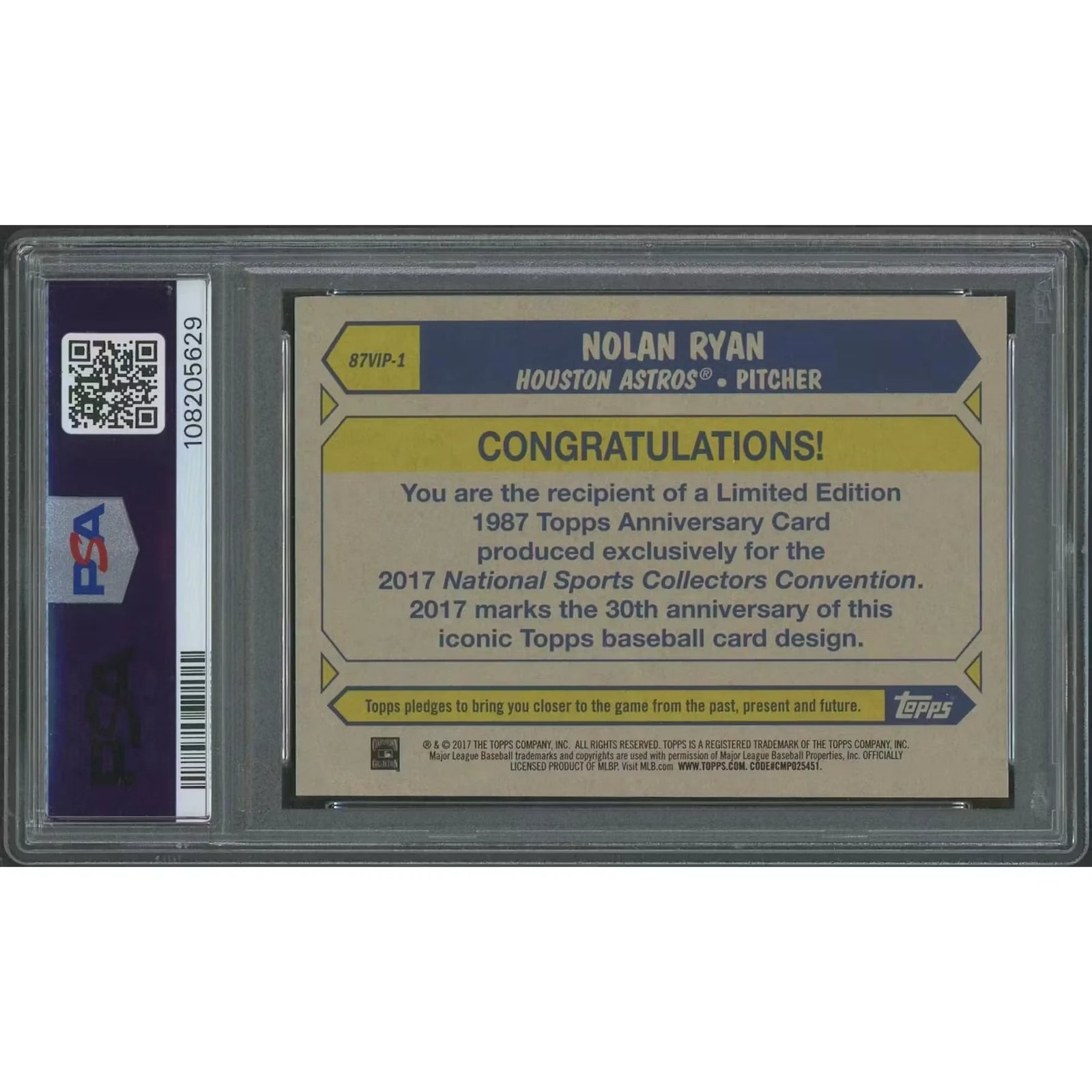 Nolan Ryan Signed 2022 Topps Archives #1 Card | PSA 8 NM-MT