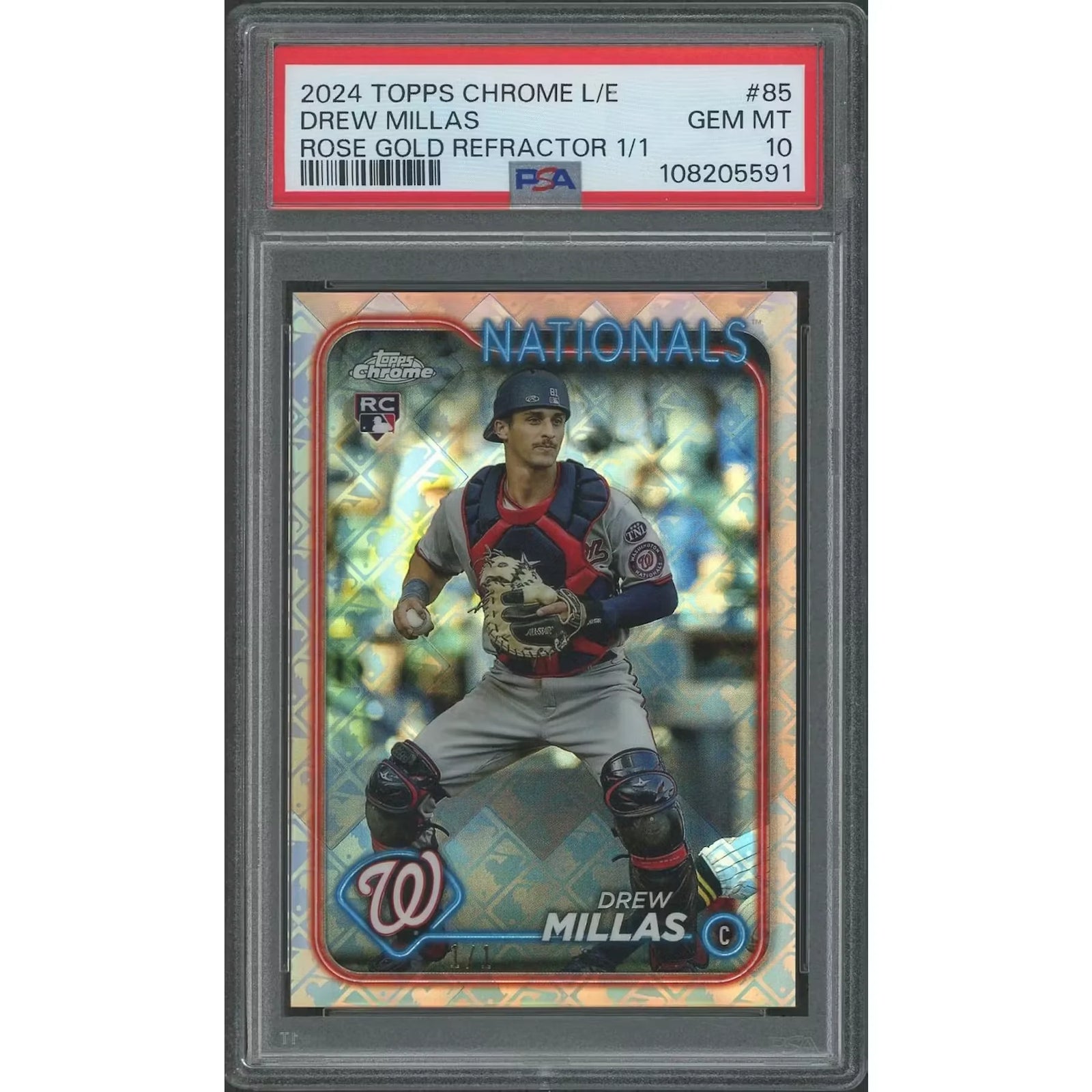 Drew Millas 2024 Topps Chrome Logofractor #85 Rose Gold Refractor | PSA 10 Gem Mint