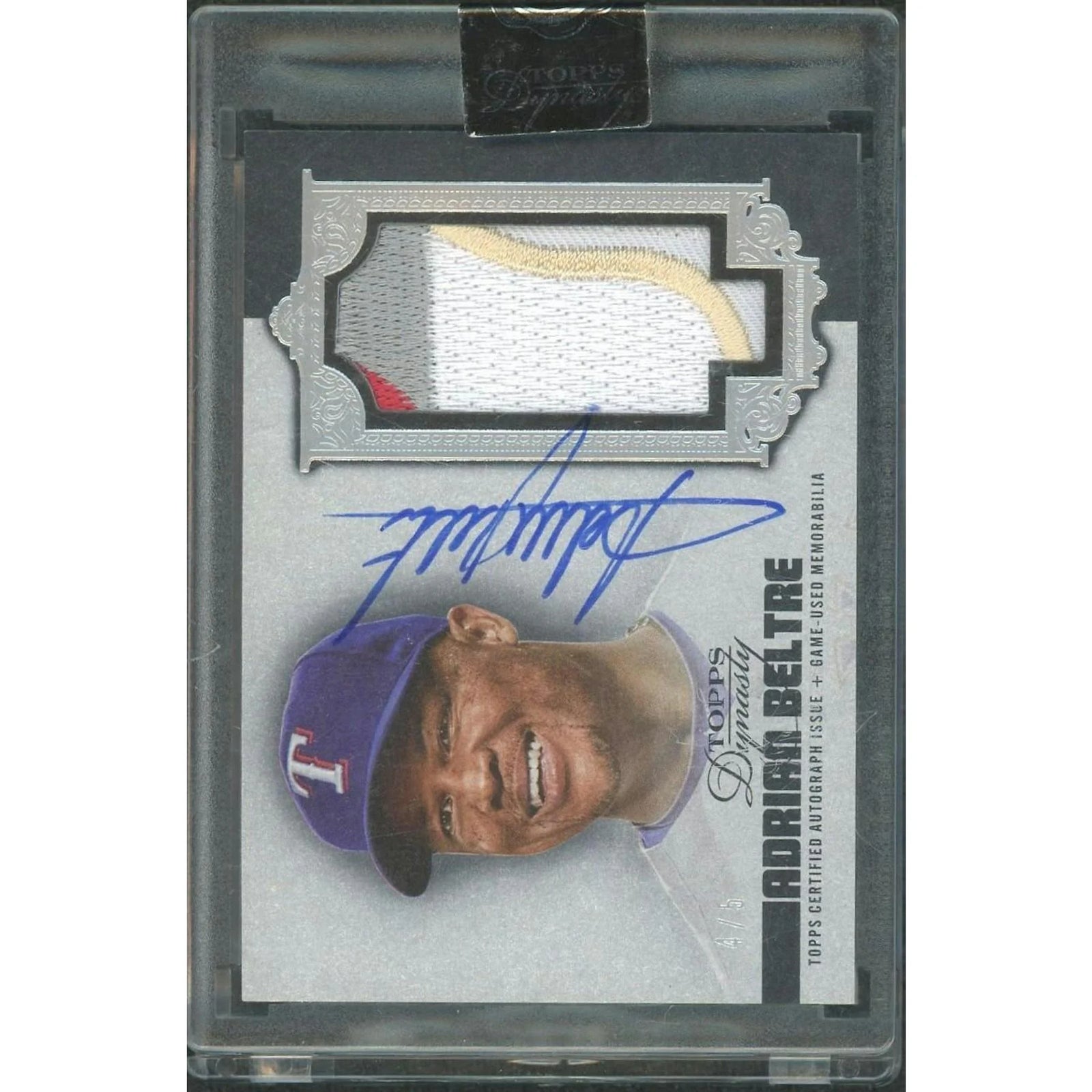 Adrian Beltre Signed Patch Card | 2019 Topps Dynasty Auto 4/5