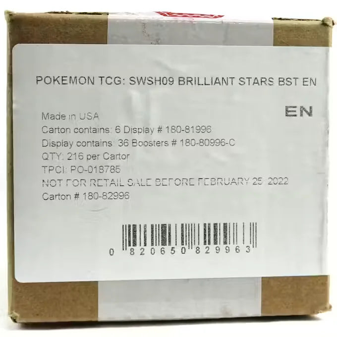 Pokemon Sword & Shield Brilliant Stars Booster 6-Box Case (Ships Sealed Only)