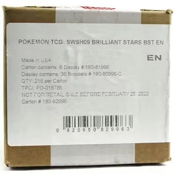 Pokemon Sword & Shield Brilliant Stars Booster 6-Box Case (Ships Sealed Only)