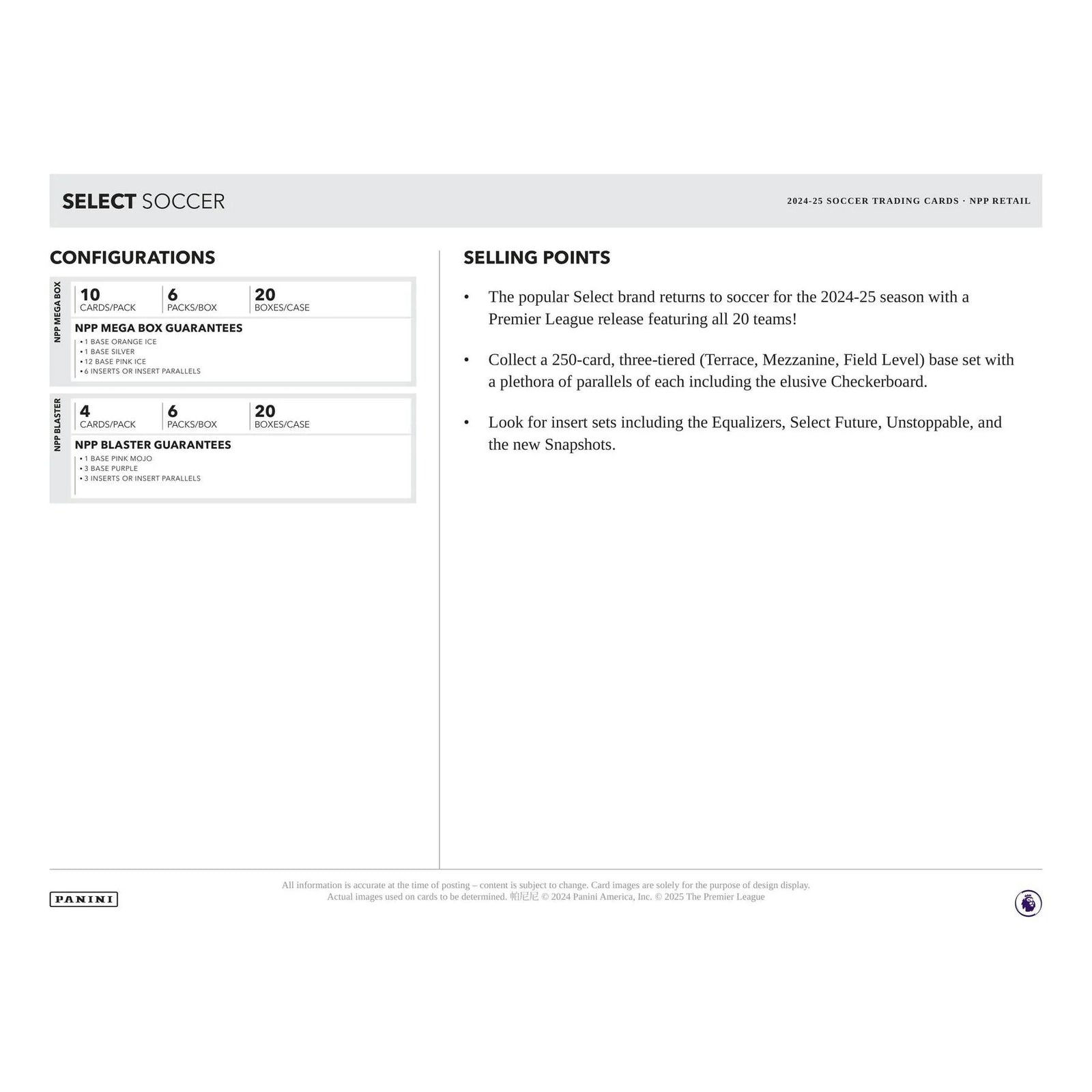 DRAFT - Just In 2024/25 Panini Select Premier League EPL Soccer Mega 20-Box Case