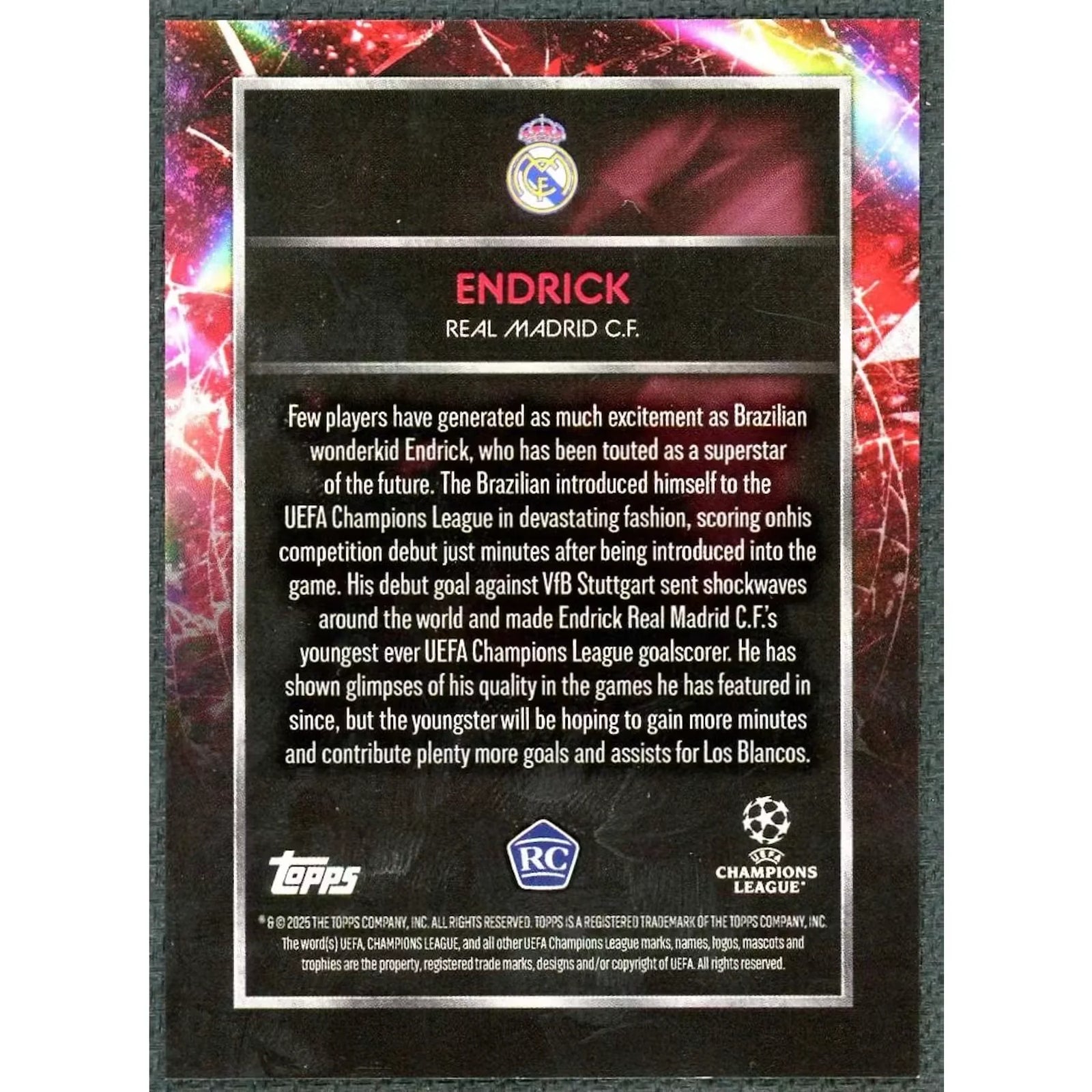 Endrick 2024-25 Topps Knockout Impact UEFA Rookie Red/10