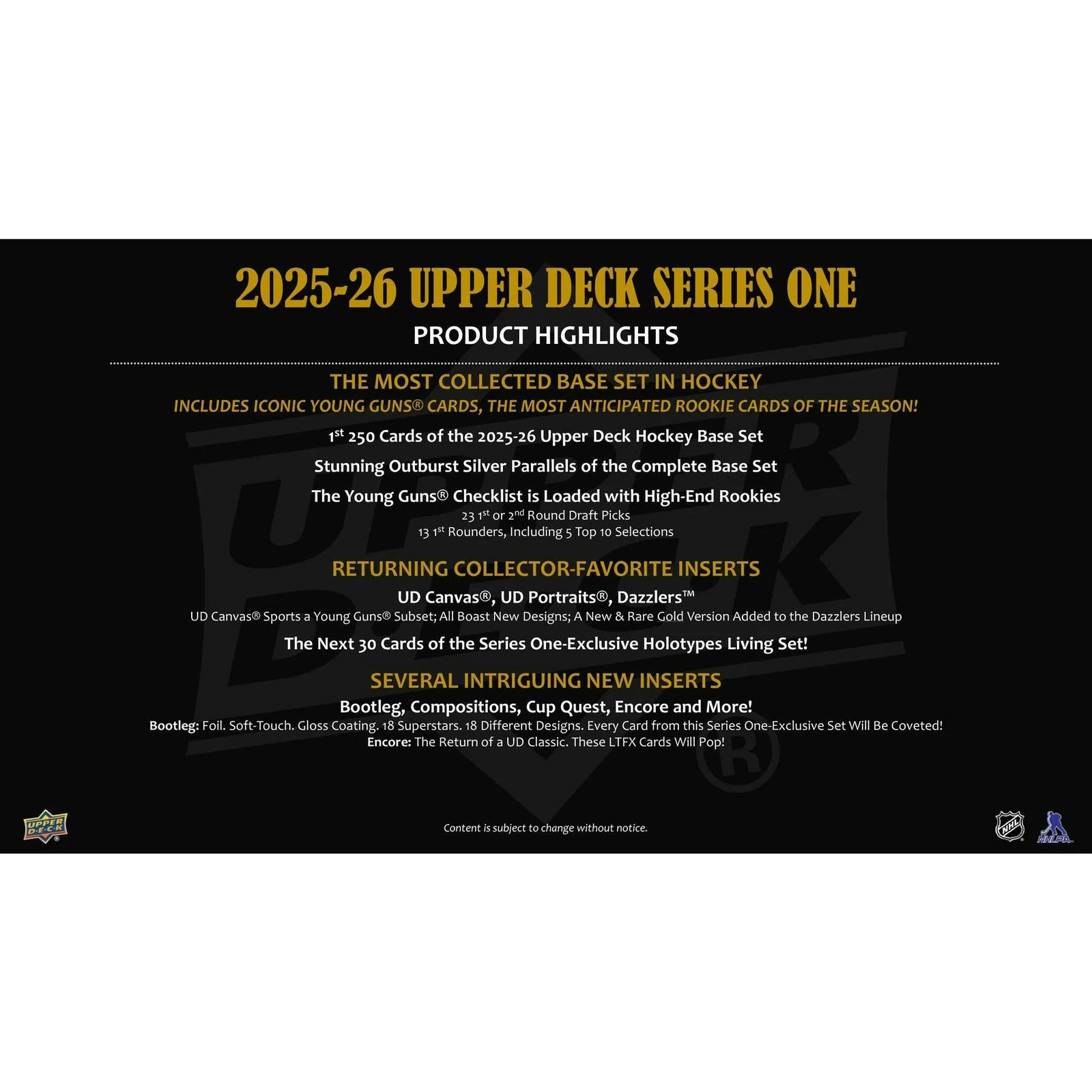 DRAFT - New 2025/26 Upper Deck Series 1 Hockey Tin (Box) Case (12 Ct.)